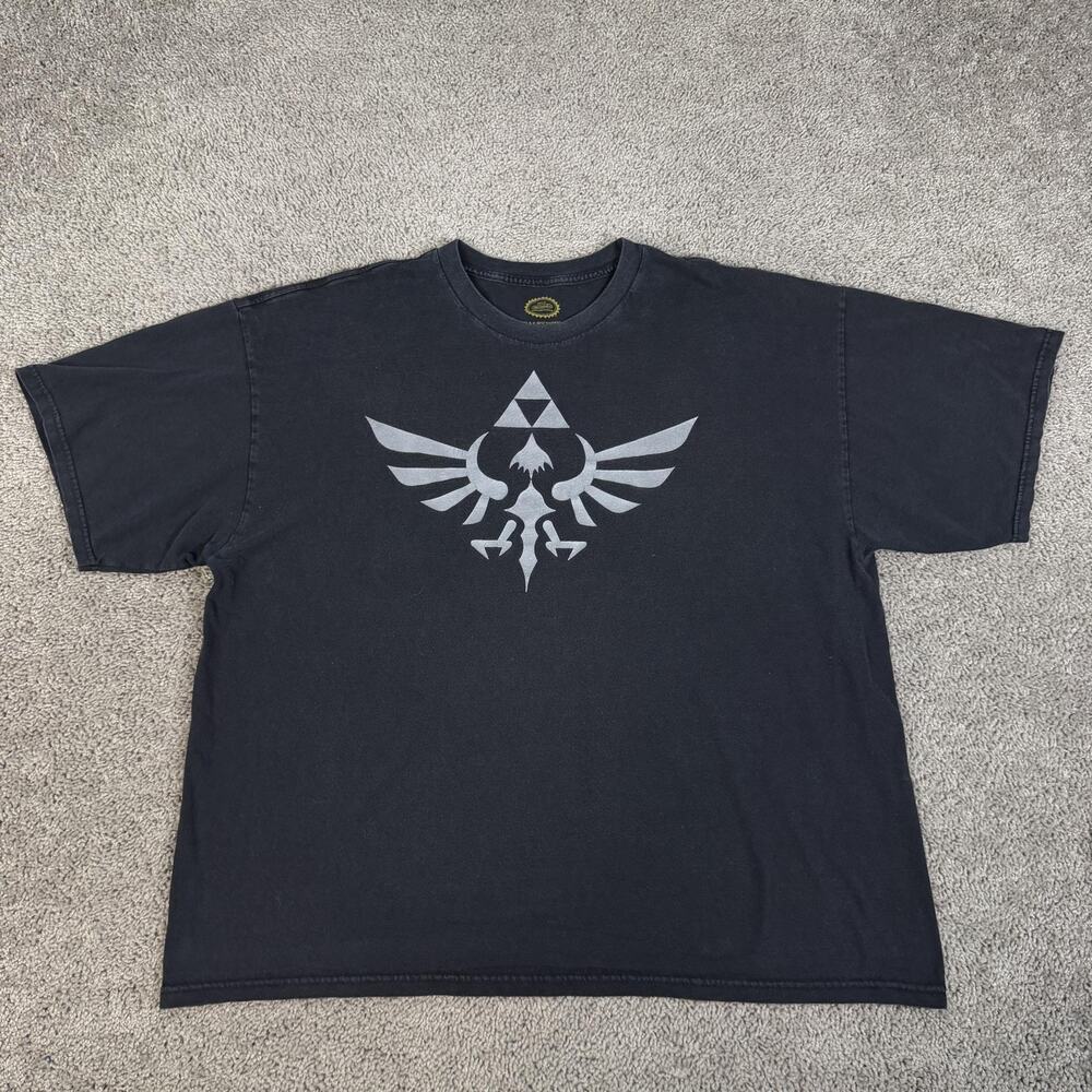 Nintendo Shirt Mens 2XL Black Zelda Triforce Front Graphic Crew Neck Cotton